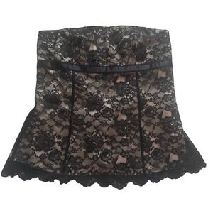 Express Lace Corset Tube Top Size 12 Black  Zippered Top Dark Fairy Grunge